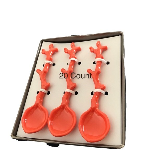 MADHOUSE Tasting Spoons by Michael Arak Designs 20 Count Dishwasher Safe Orange - Picture 3 of 4
